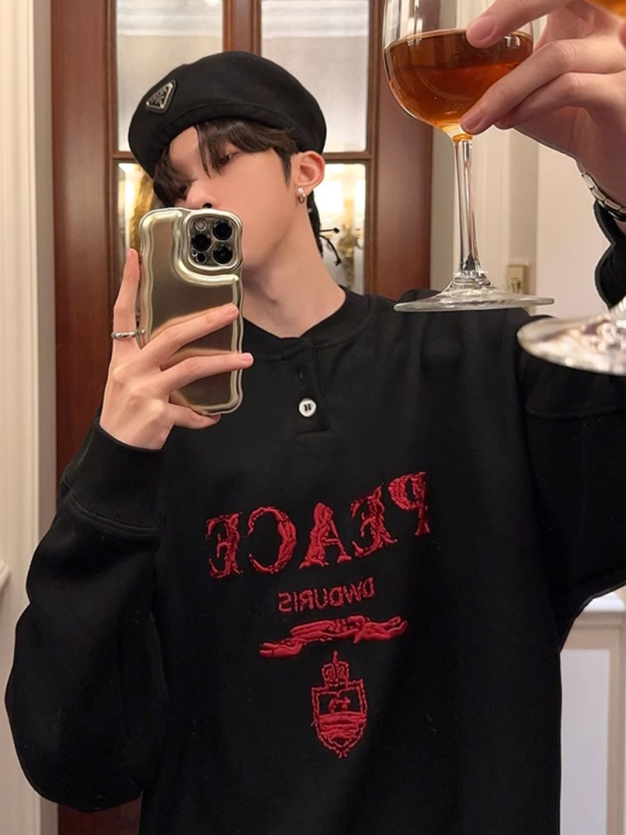 Maxct [Jh Homme] Logo Long-Sleeved Round Neck Sweater Na1557