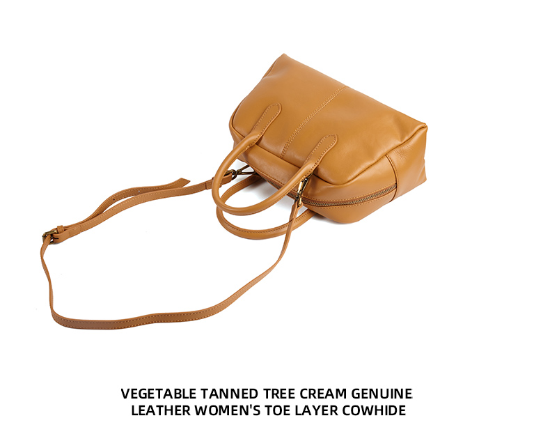 Women's Shoulder Bag Fashion First Layer Leather Bowling Bag Luxury Messenger Bag