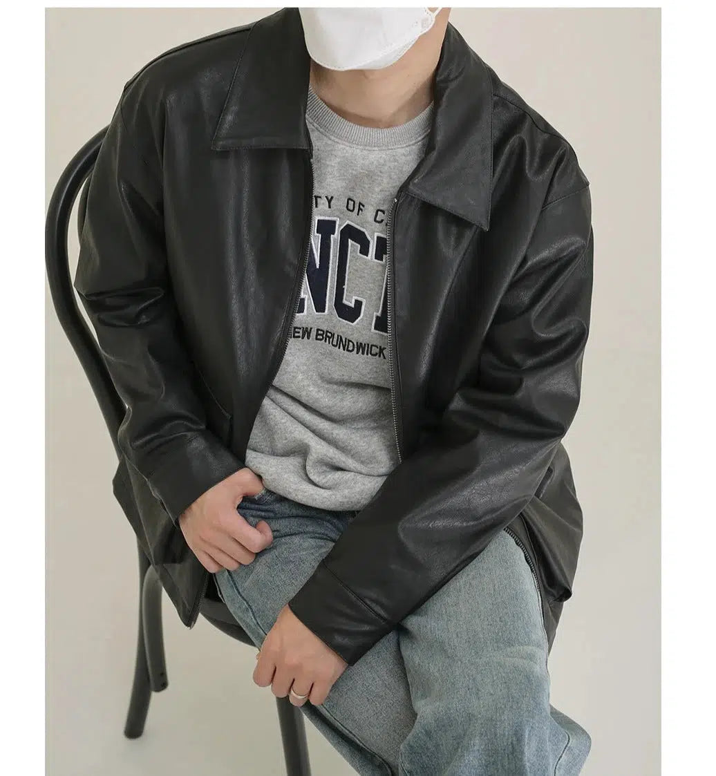 Maxct Large Pocket Black Leather Jacket
