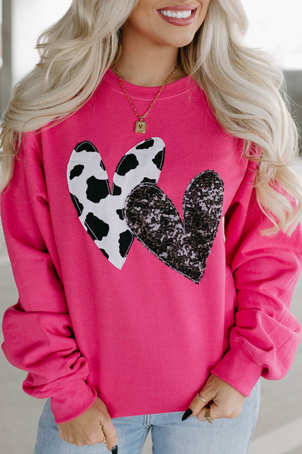 Maxct &Heart Patch Long Sleeve Sweatshirt