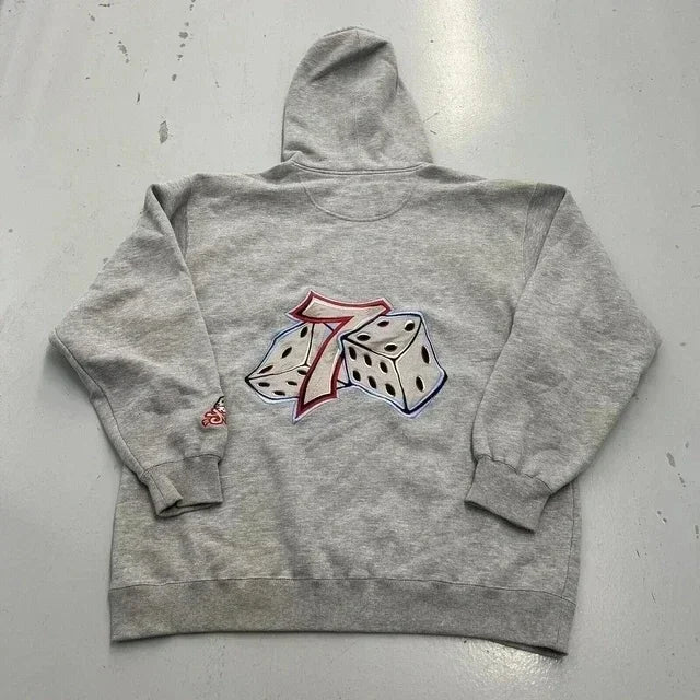 Maxct Streetwear Men Women Clothes Zipper Hoodie Y2K Sweatshirt Hip Hop Letter Embroidery Jacket Retro Pattern Oversized Hoodie 1017