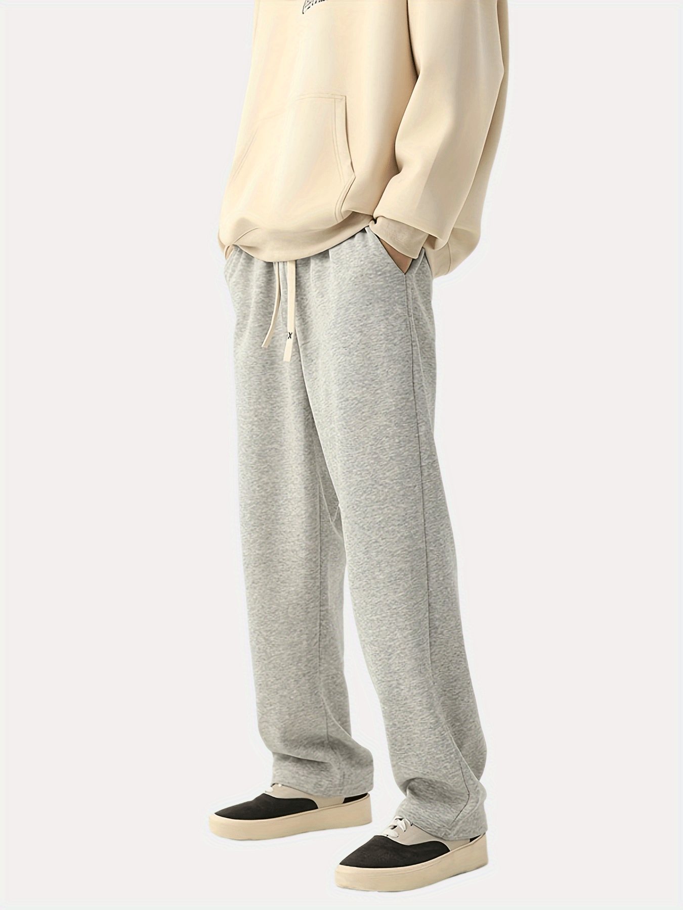 Maxct  Classic Design Solid Color Drawstring Sweatpants Men's Casual Slightly Stretch Pants For Spring Summer