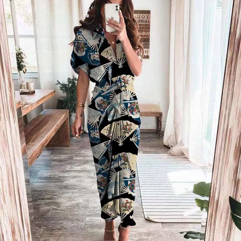 Maxct Short Sleeve Spring Dresses Fashion Summer Turn-down Collar Women Party Dress Elegant Button Office Lady Shirt Dress
