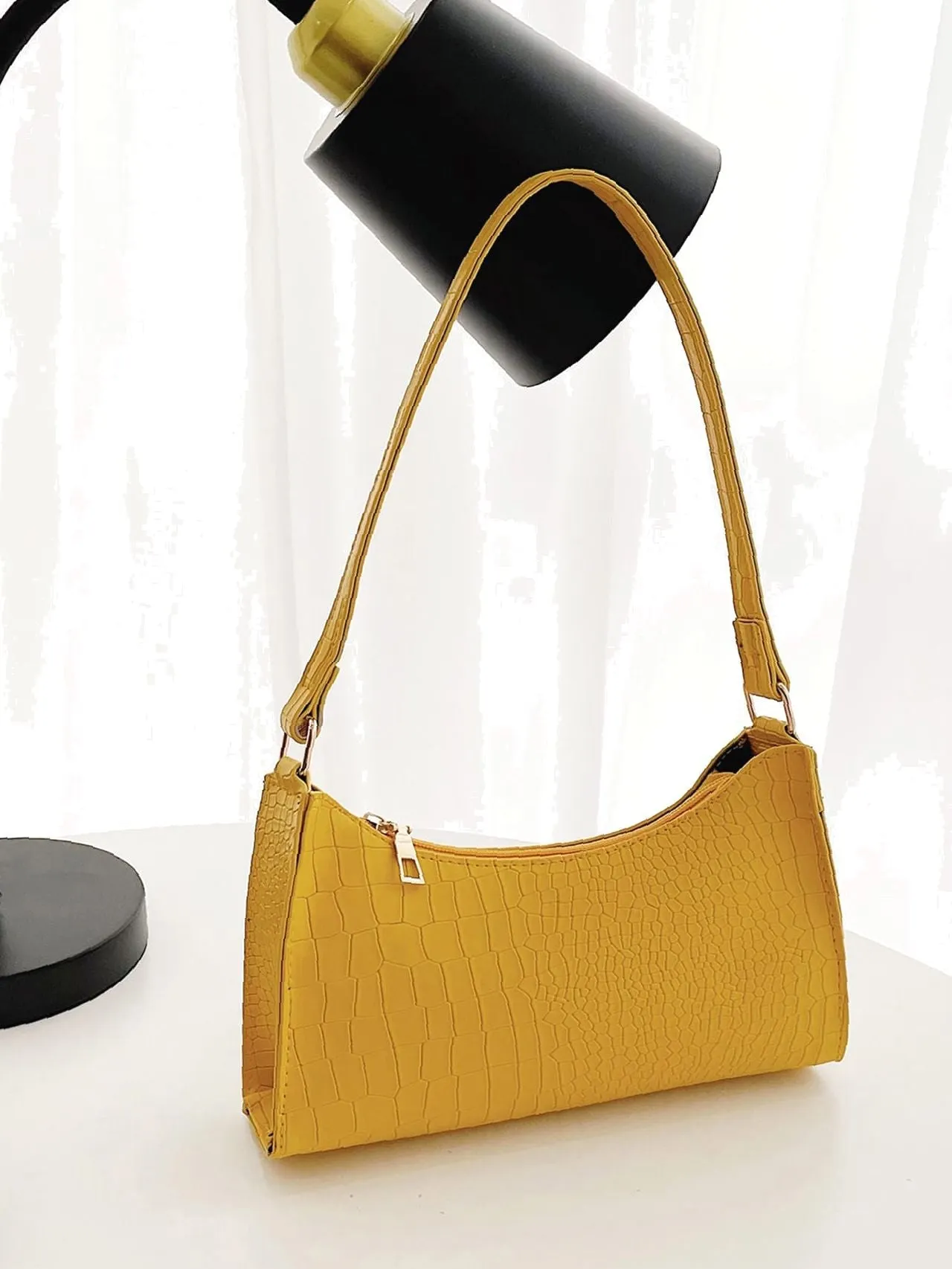 Bag For Love - Crocodile Embossed Baguette Bag  - Women Maxct Bags
