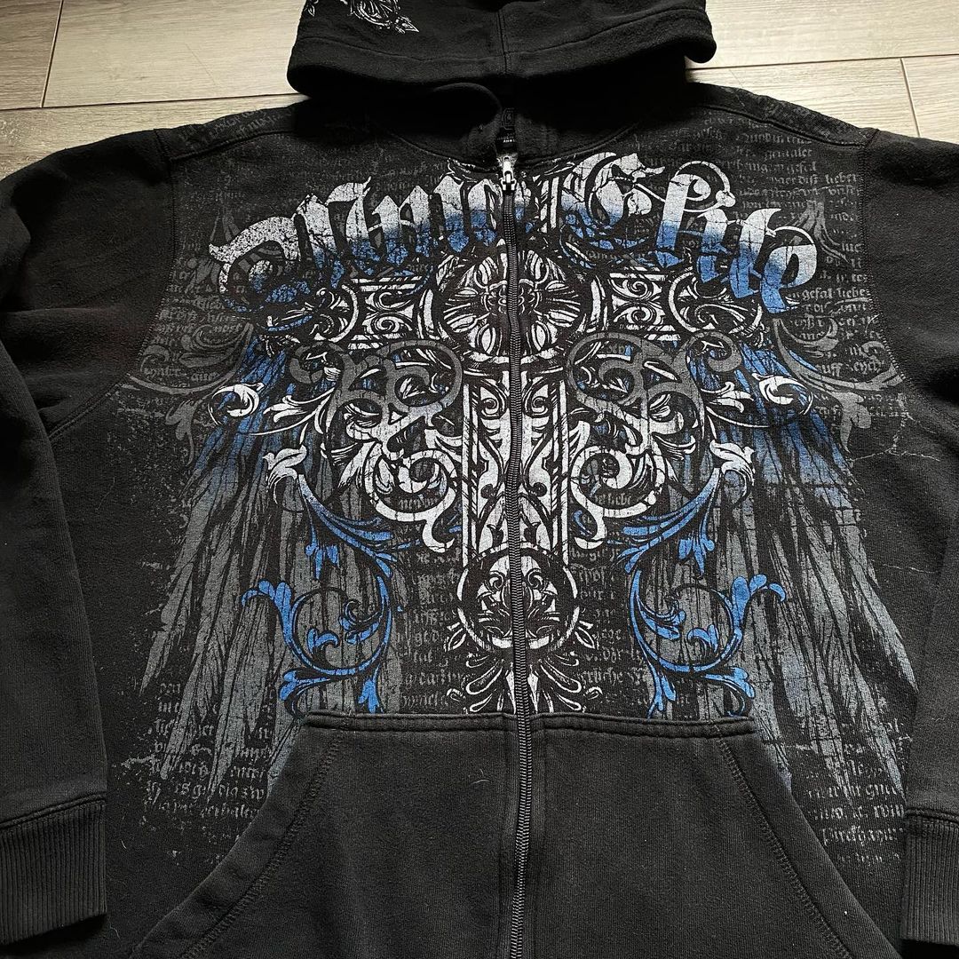 90s Streetwear Crew Neck Sweatshirt Men Casual Hoodie High Street Print Design Patterns Suitable for Fall and Summer Gothic Zipper Cardigan
