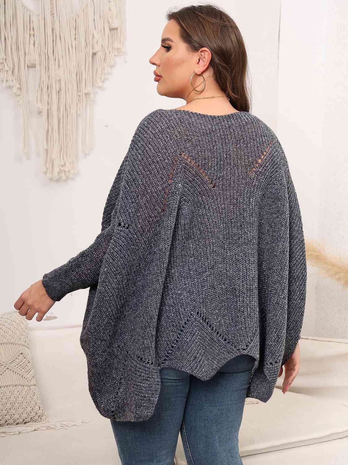 Maxct &Plus Size Round Neck Batwing Sleeve Sweater