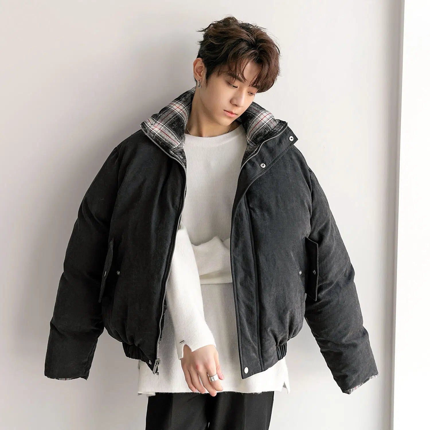Maxct Double-Side Plaid Cotton Jacket
