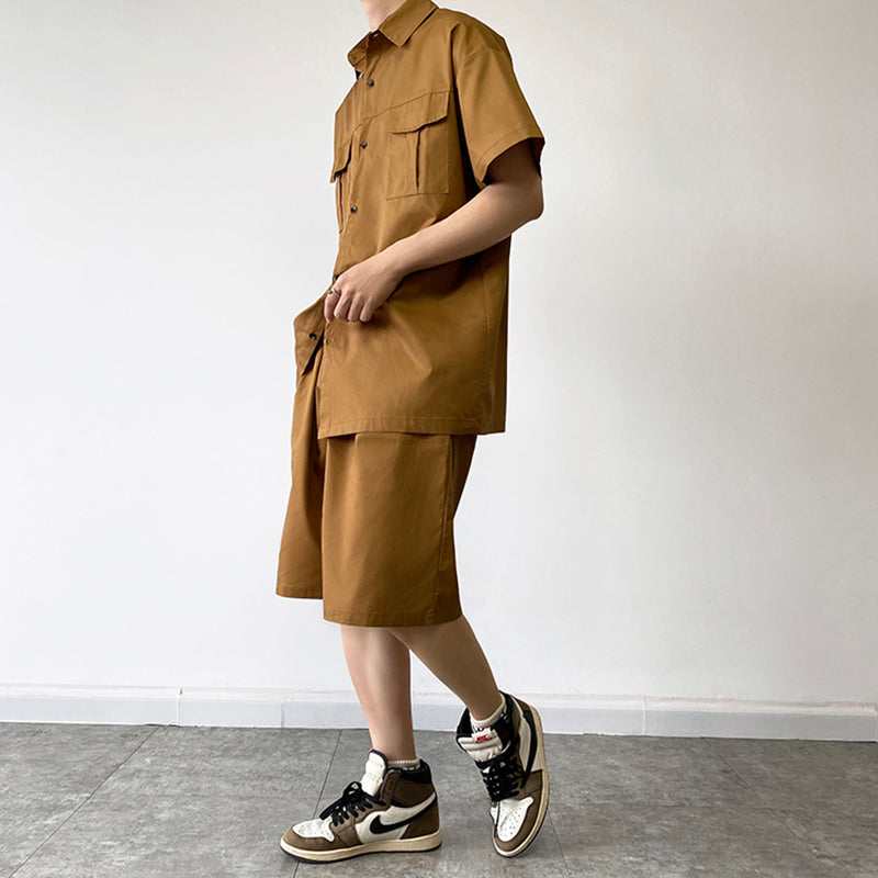Maxct Two-Piece Square Neck Short Sleeve Shirt and Shorts