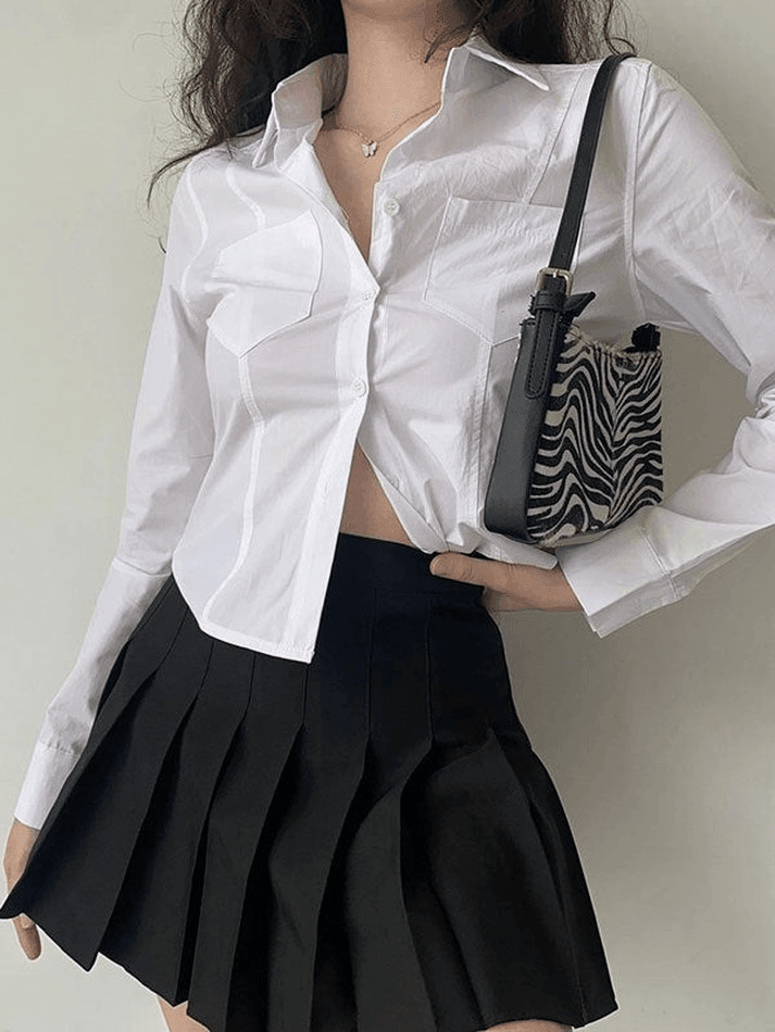 Maxct Basic Long Sleeve Button Blouse