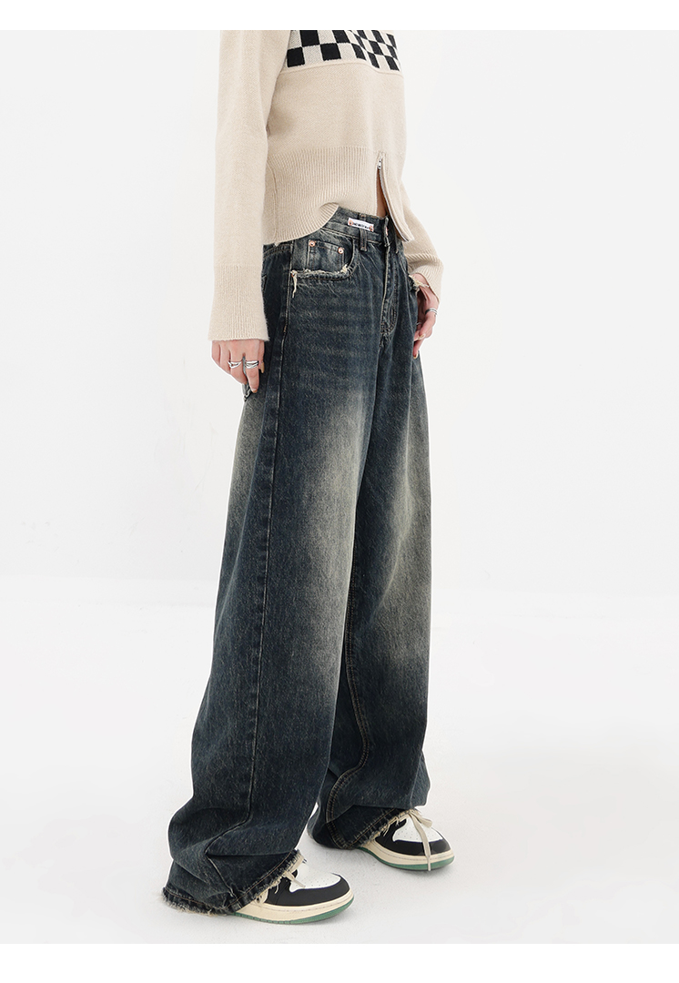 Autumn Streetwear Retro Fashion: Women's High Waist Loose Wide Leg Y2K Denim Trousers - true deals club