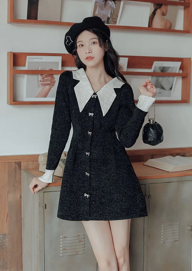Sweet Bow Peter Pan Knit Dress Maxct