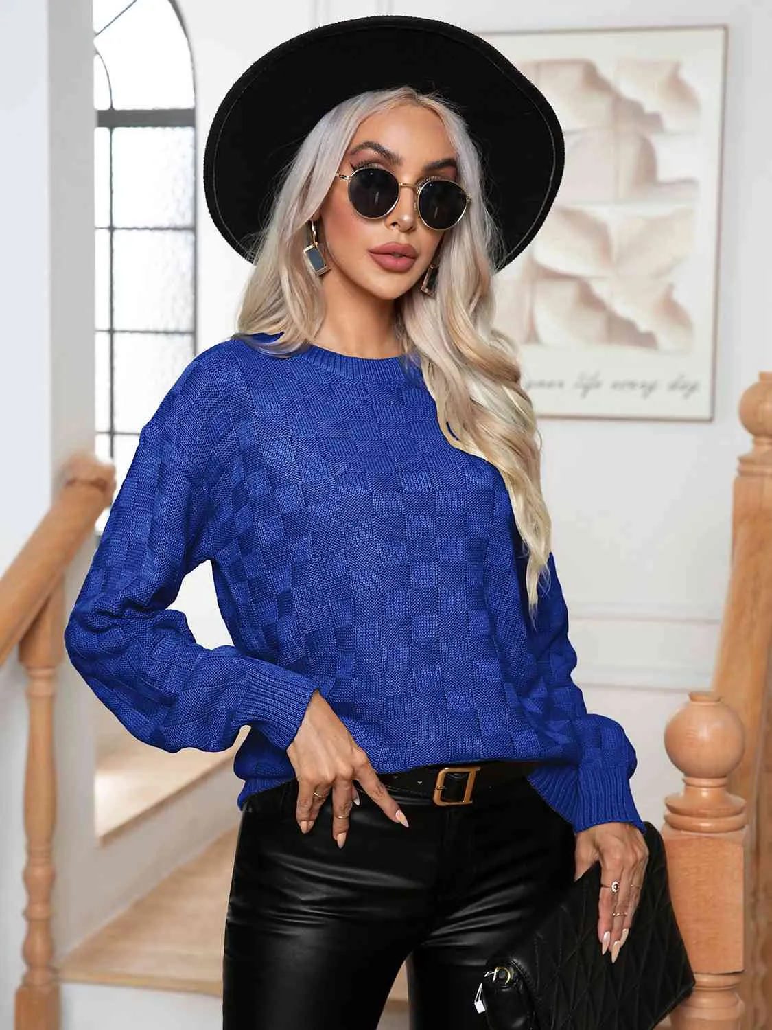Maxct &Round Neck Drop Shoulder Sweater