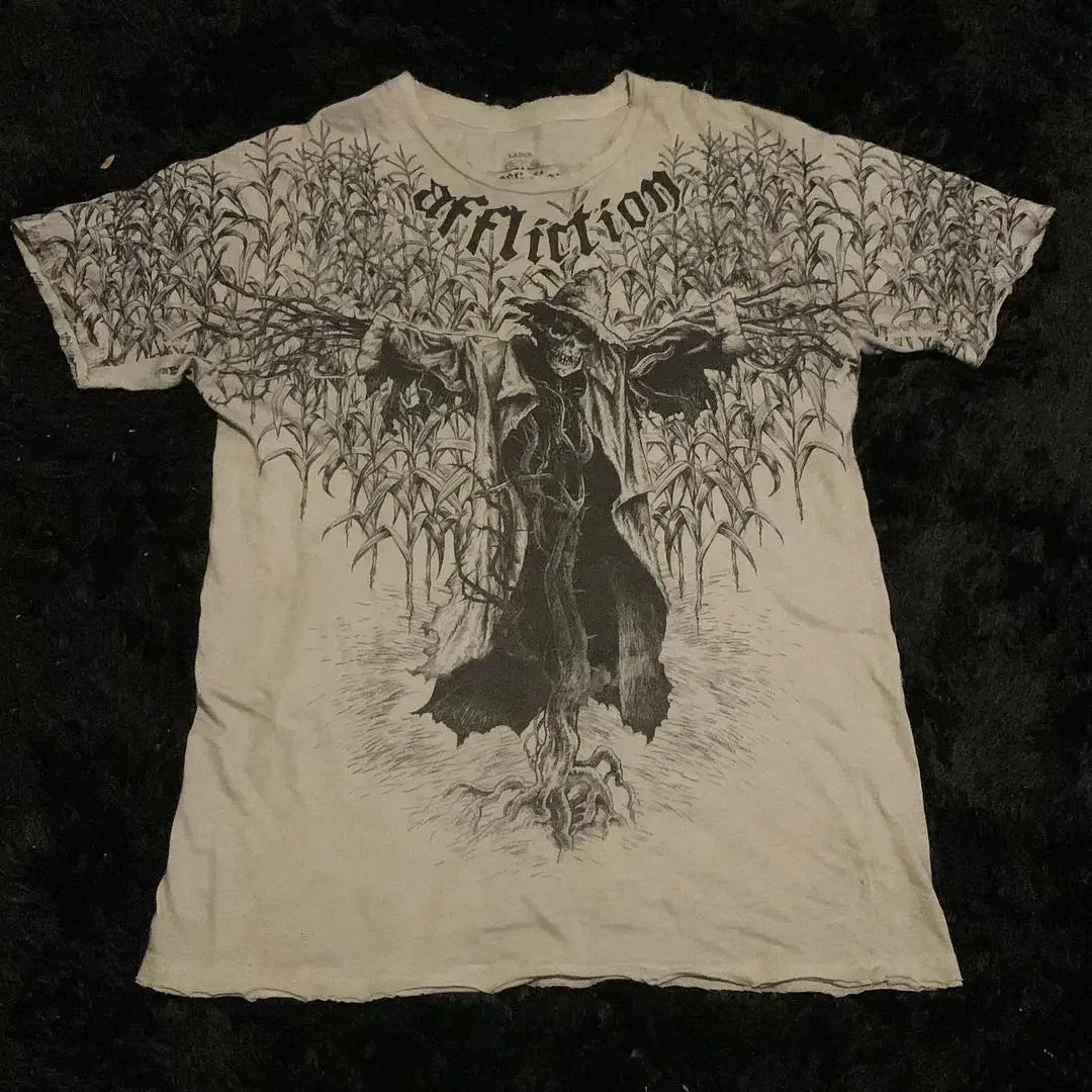 Maxct Woman T Shirt Aesthetic Clothes Gothic Y2k Korean Goth Grunge Letter Graphic Printed Summer Female O Neck Cotton Lady Tops