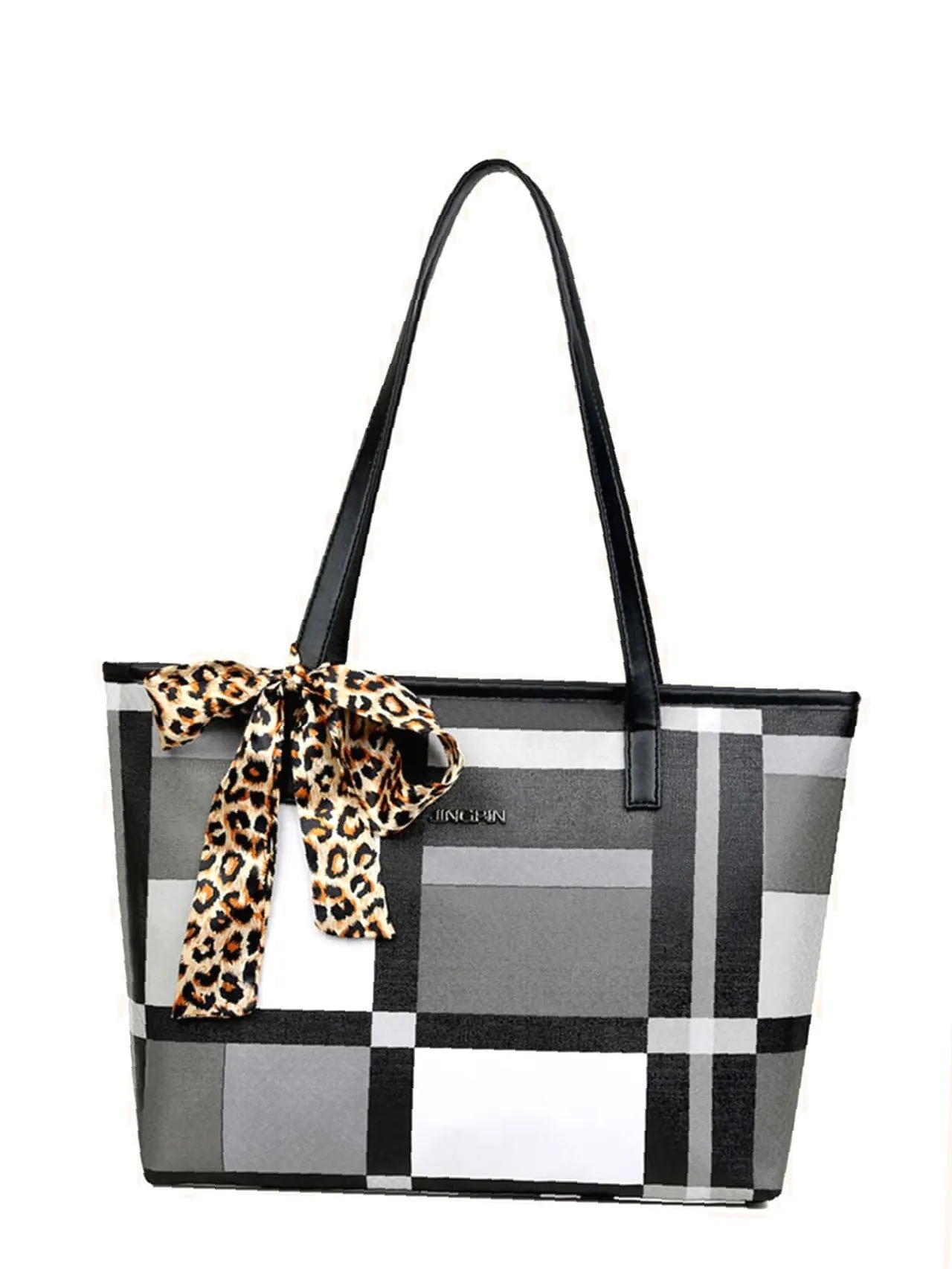 Maxct - Twilly Scarf Decor Geometric Print Tote Bag  - Women Tote Bags
