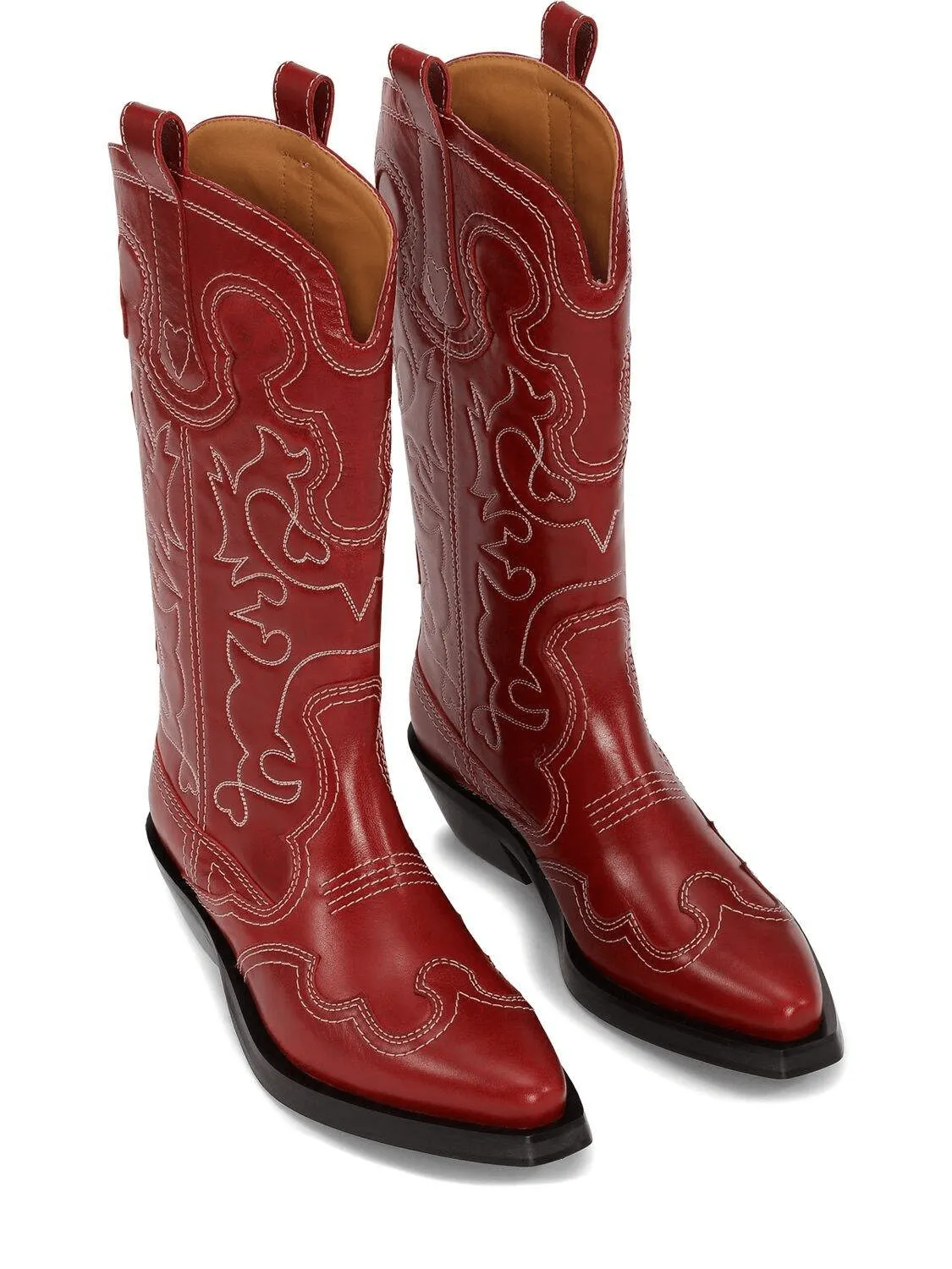 Womens Contrasting Embroidery Western Boots Mid Calf Cowboy Boots Maxct