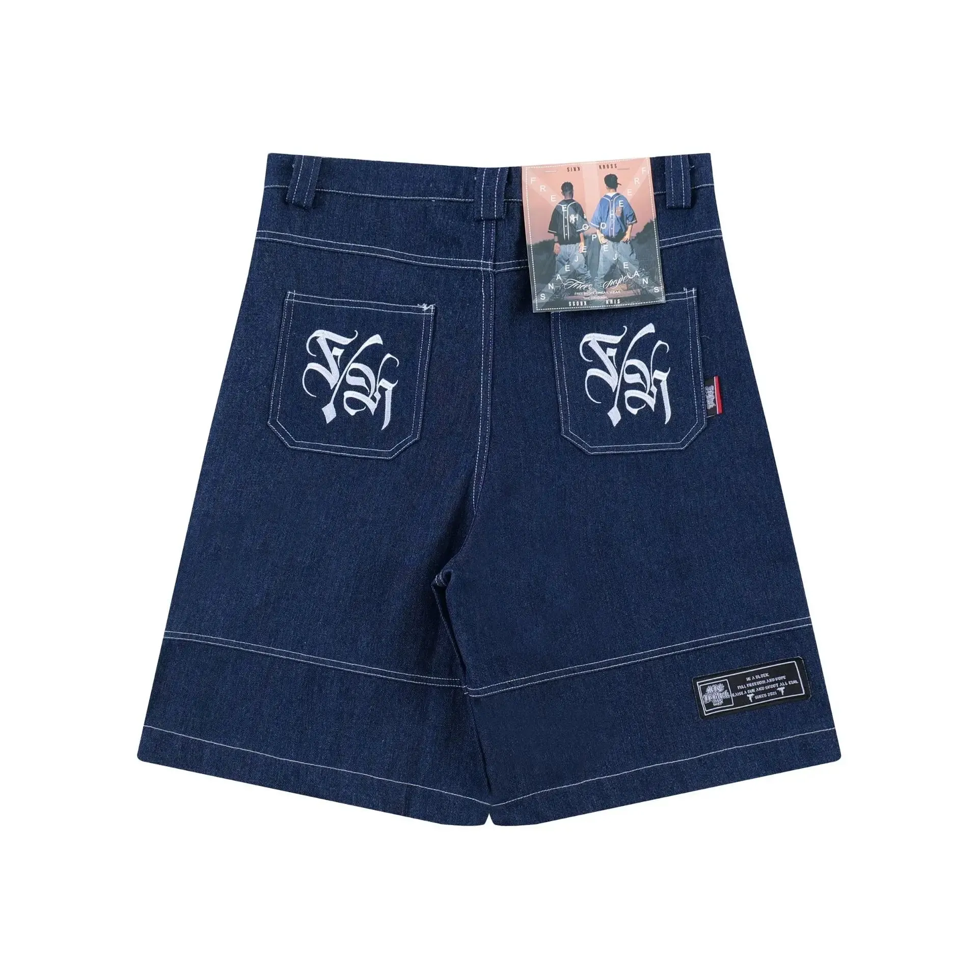 Maxct Oversized Jorts Summer Jeans Shorts Men's Wide Leg Baggy Y2K Denim Shorts