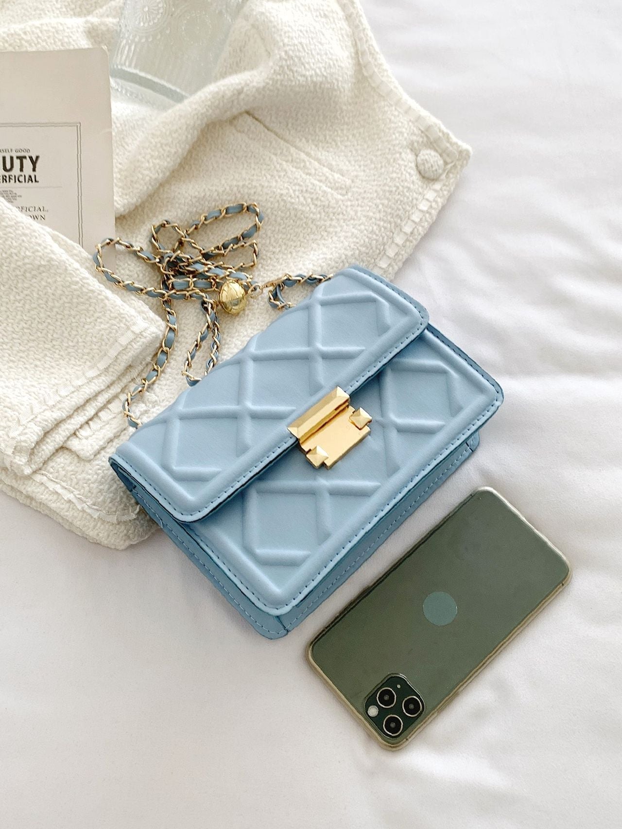 Bag For Love - Minimalist Textured Flap Square Bag  - Women Maxct Bags