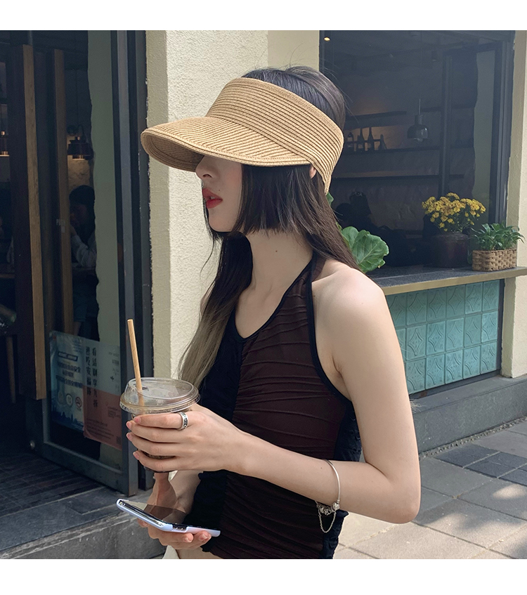No Top Women's Summer Sun-Proof Travel Fashion Cover Face Straw Hat