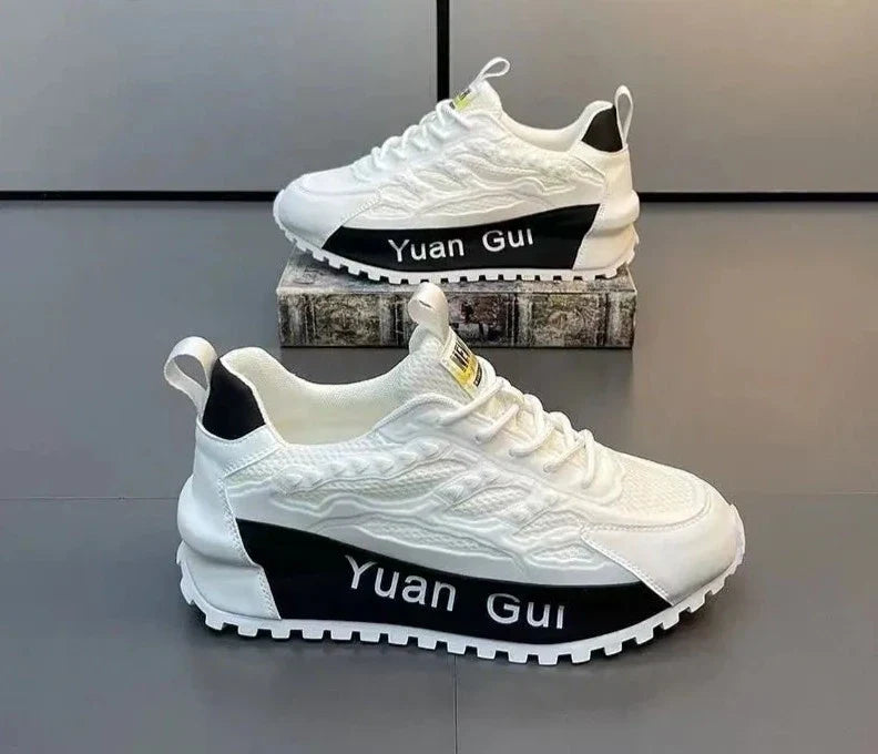 Men's Yuan Gui Platform Trainers Fusion of Leather & Mesh Shoes Maxct