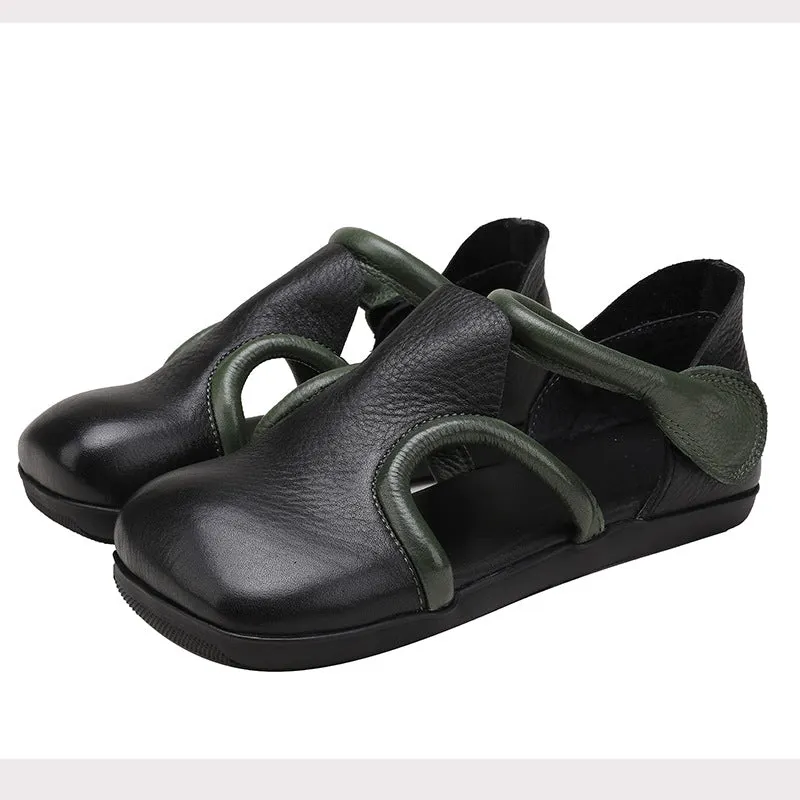Vintage Niche Leather Flat Sandals Maxct