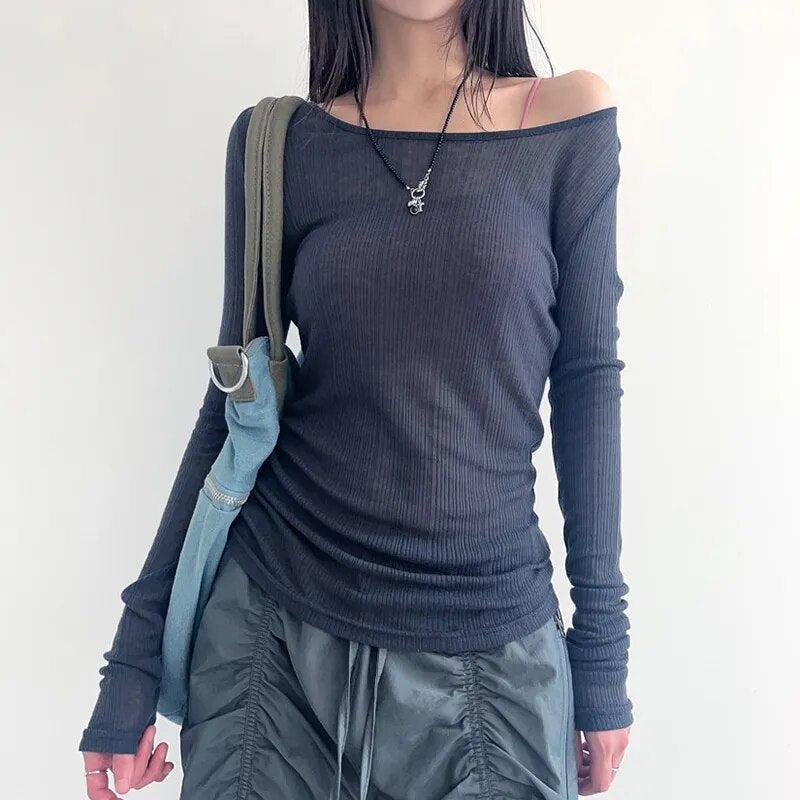 Maxct &Knitted Mesh Backless Top