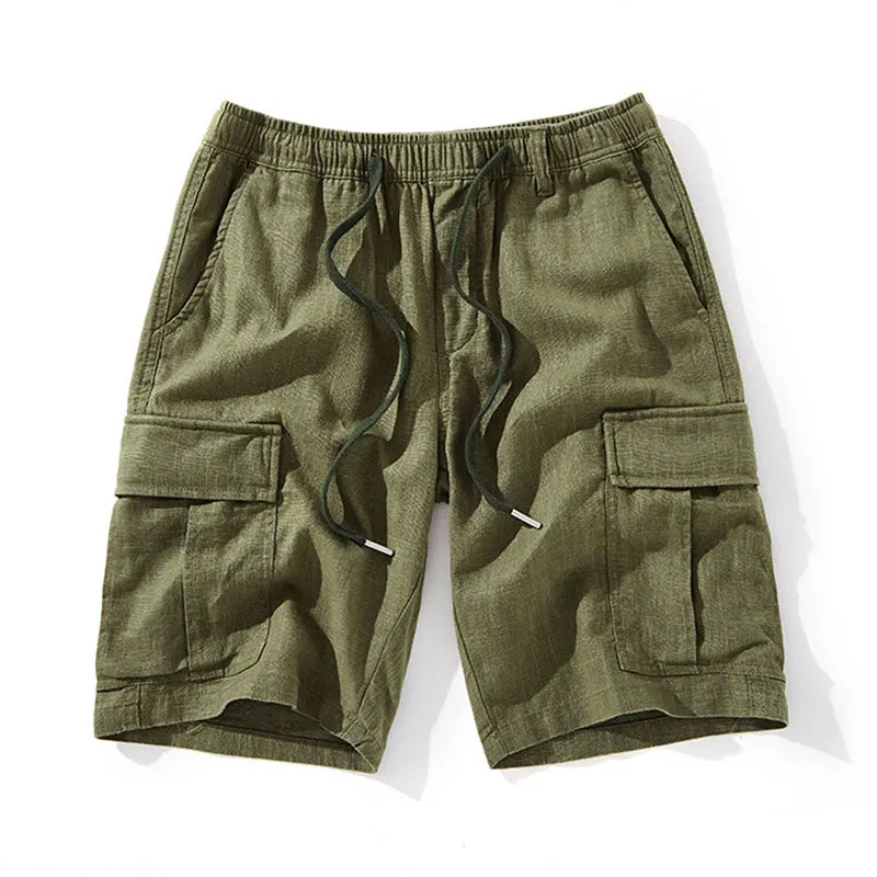 Maxct Summer Retro Cotton Linen Breathable Soft Shorts