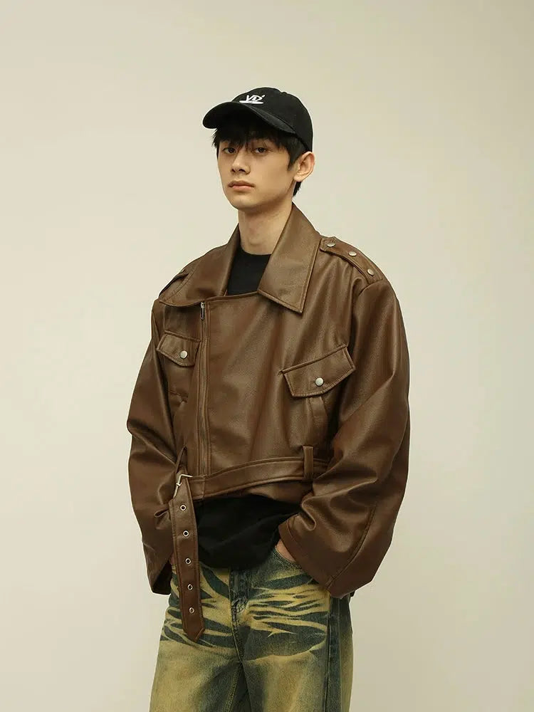 Maxct PU Leather Motorcycle Short Jacket