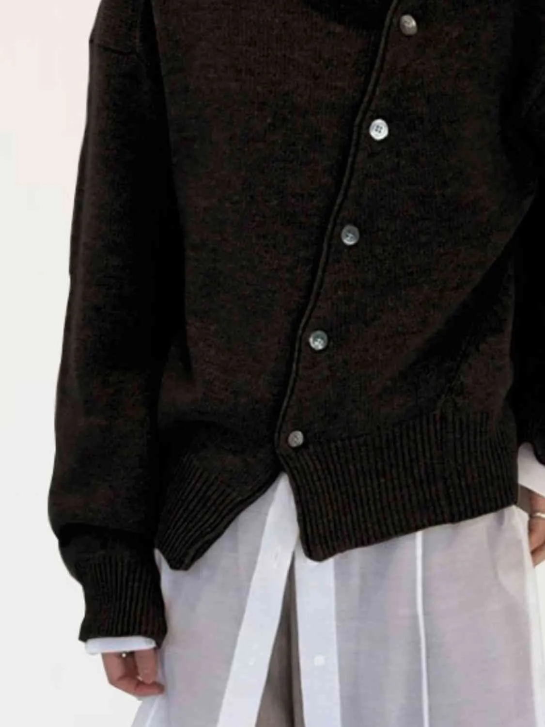 Maxct &Dropped Shoulder Buttoned Cardigan