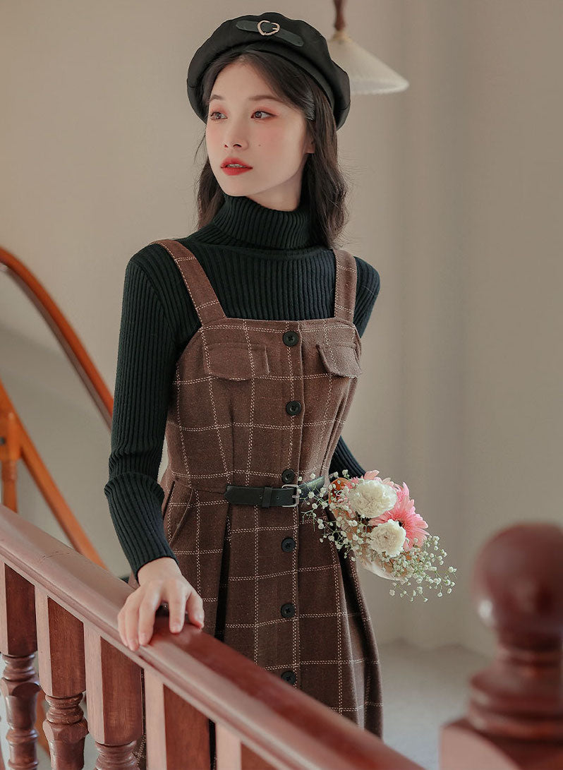 Button Up Plaid Cami Midi Dress Maxct