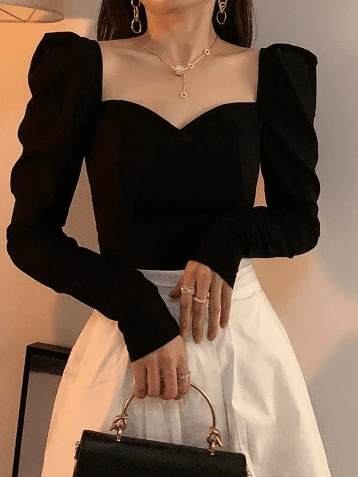Maxct Ruched Puff Sleeve Blouse