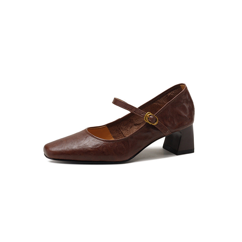 Retro Thick-Heeled One-Strap Mary Jane Shoes Maxct