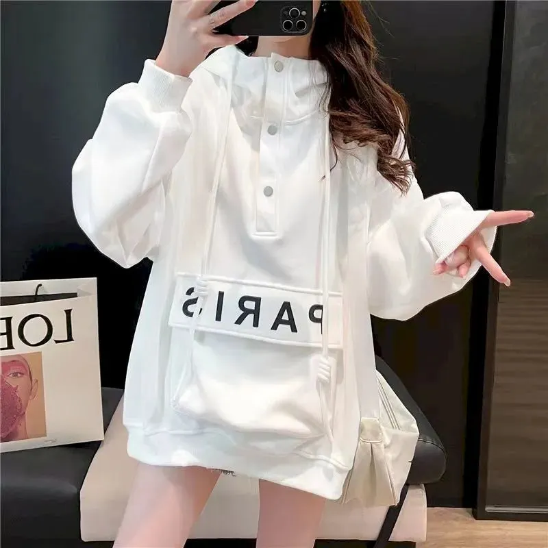 Women Spring-Autumn Thin Paris Hoodie Pullover Maxct