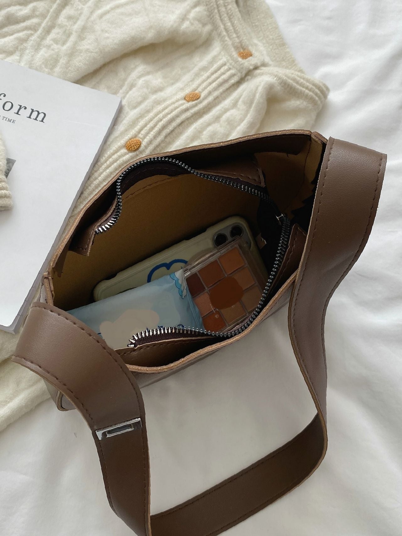Bag For Love - Minimalist Metal Decor Baguette Bag  - Women Maxct Bags