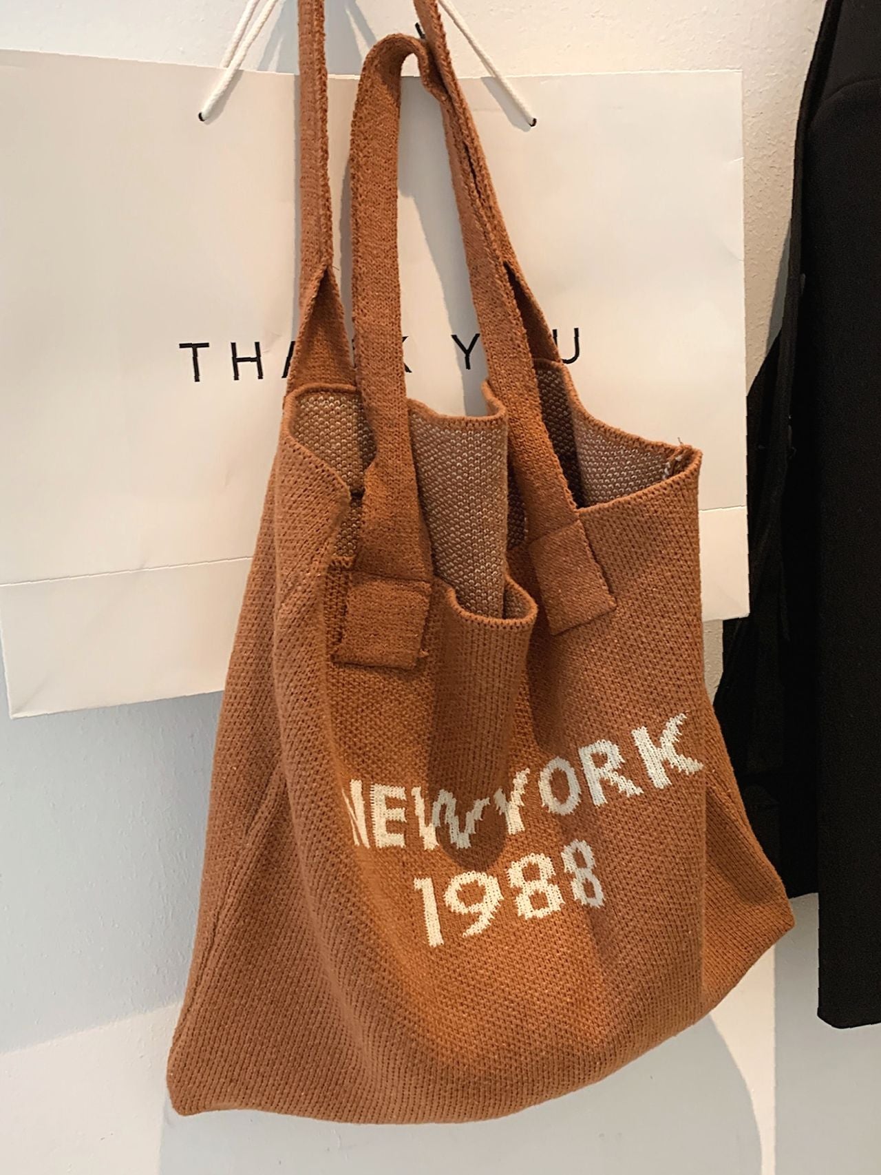 Maxct - Letter Graphic Crochet Shopper Bag  - Women Tote Bags