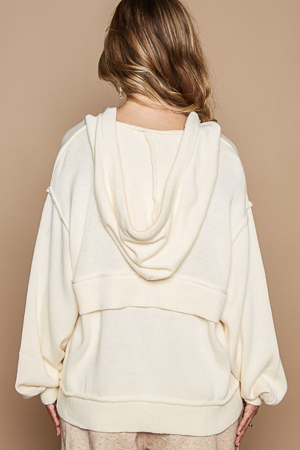 Maxct &POL Half Zip Drop Shoulder Hooded Sweater