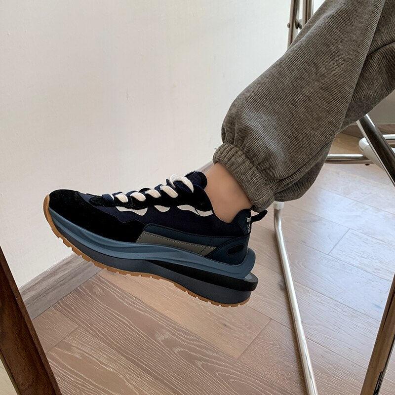 Platform Leather Sneakers for Women Maxct