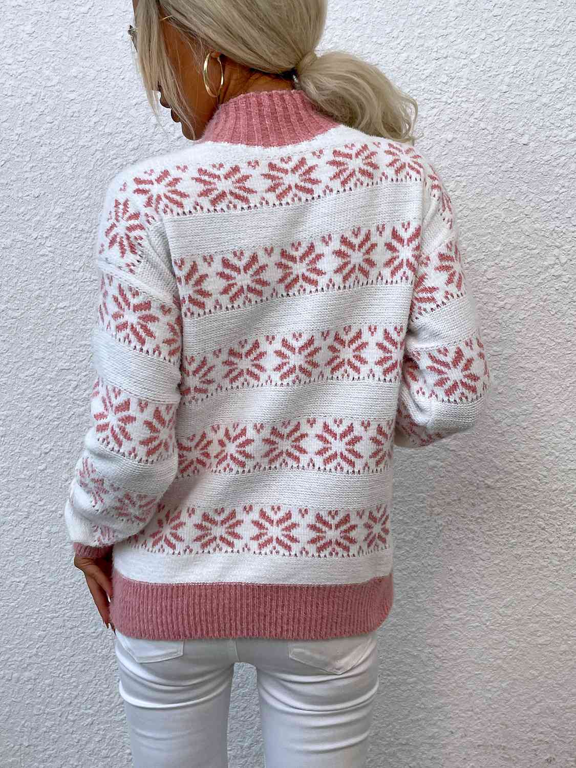 Maxct &Snowflake Pattern Mock Neck Sweater