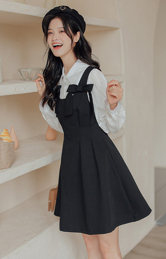 Little Bow Mini Pinafore Dress Set Maxct