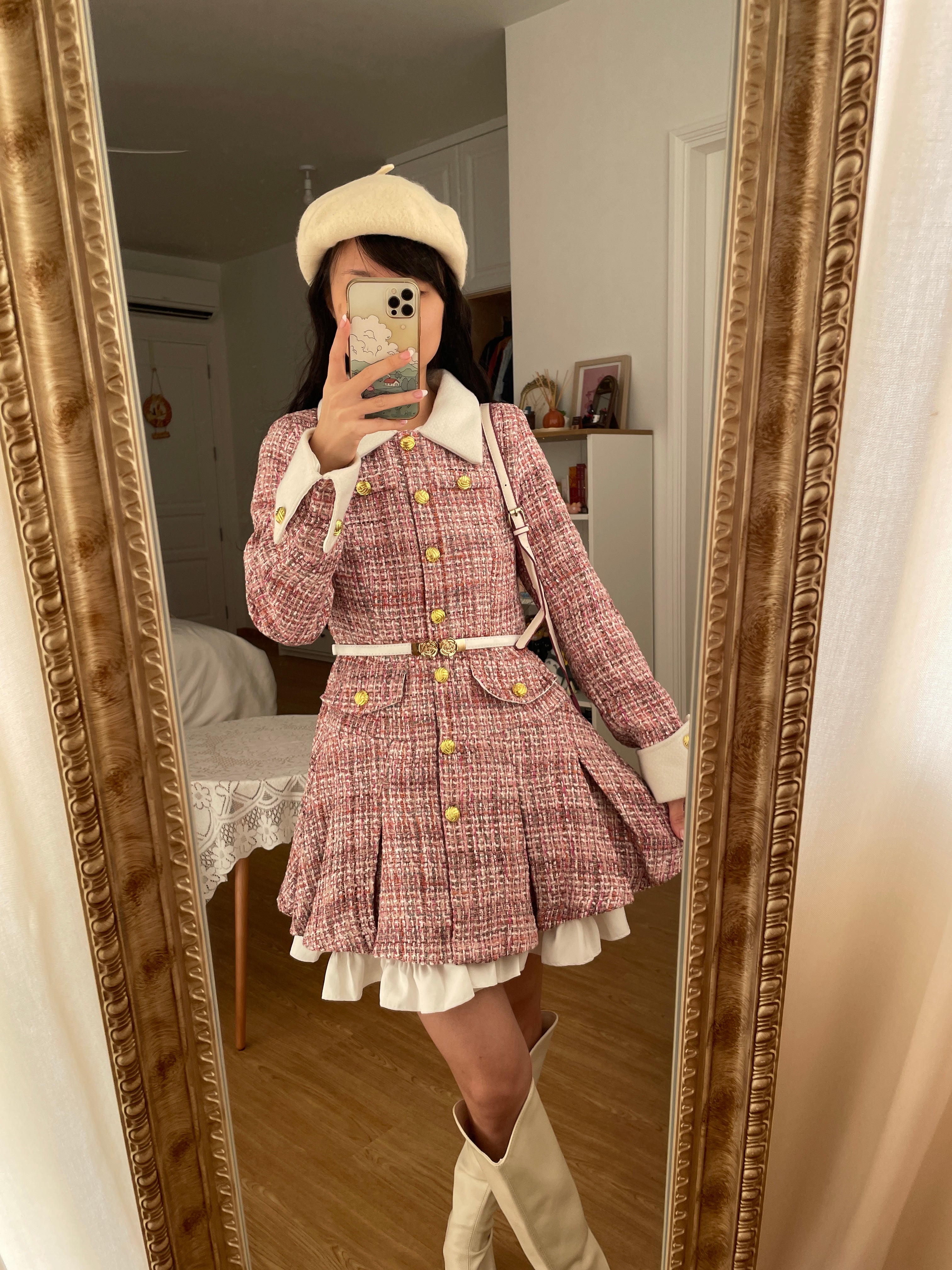Flirty Plaid Tweed Mini Dress Maxct