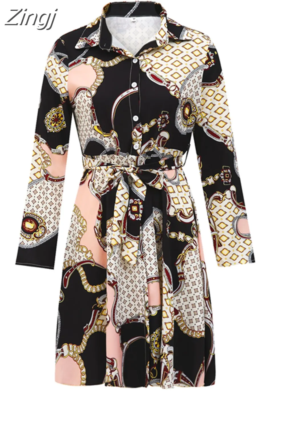 Maxct Women Printed Long Sleeve Dress Casual Bandage Mini A-line Dresses Sexy Party Summer Feminias Vestidos Women Clothes
