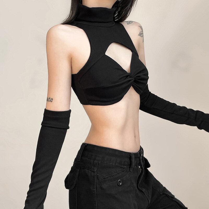 Maxct &Detachable Sleeved Turtleneck Halter Top