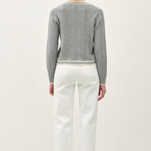 Maxct &Be Cool Cable Knit Long Sleeve Contrast Edge Cardigan