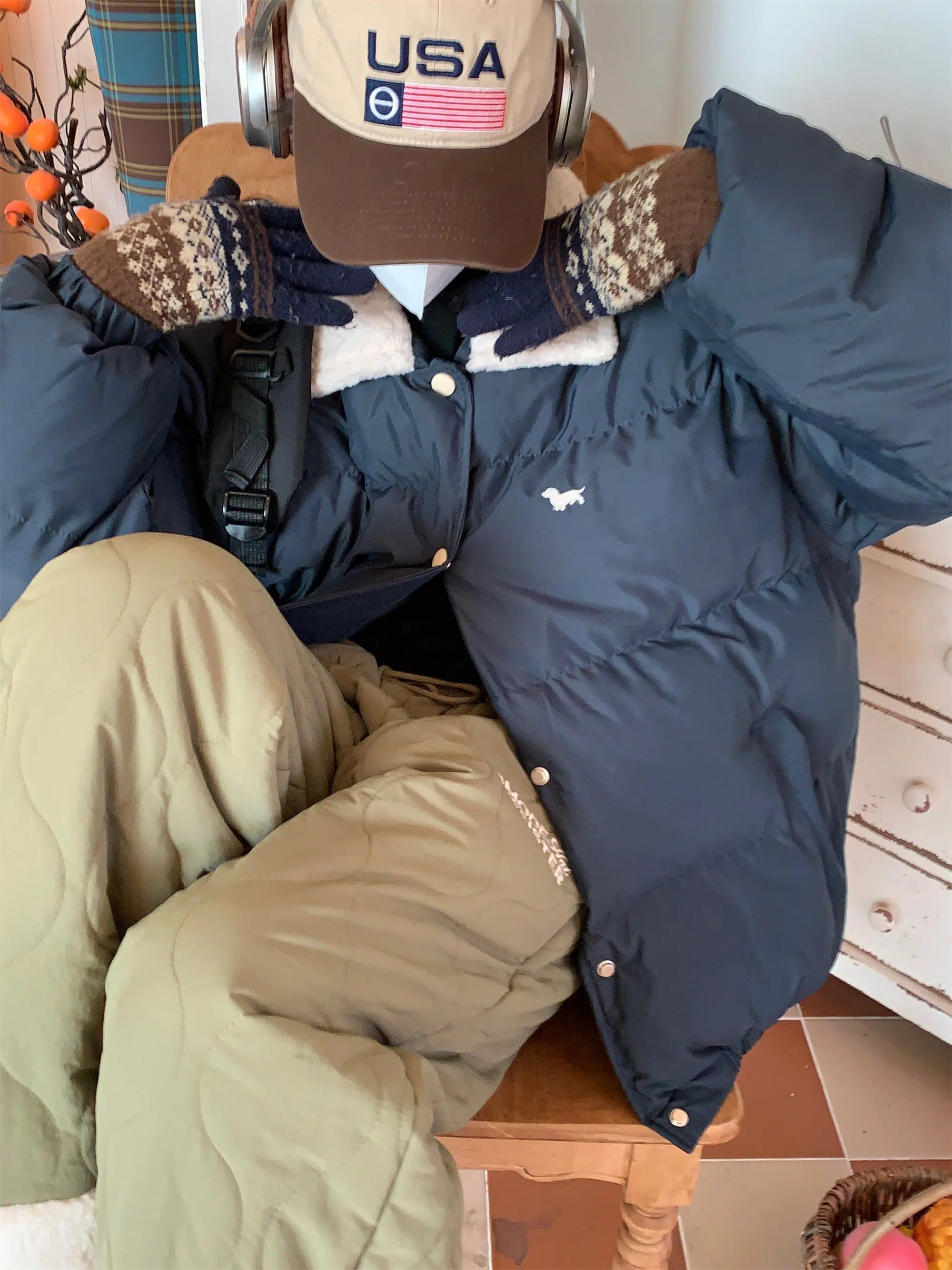 Maxct Puppy Embroidered Padded Puffer Jacket