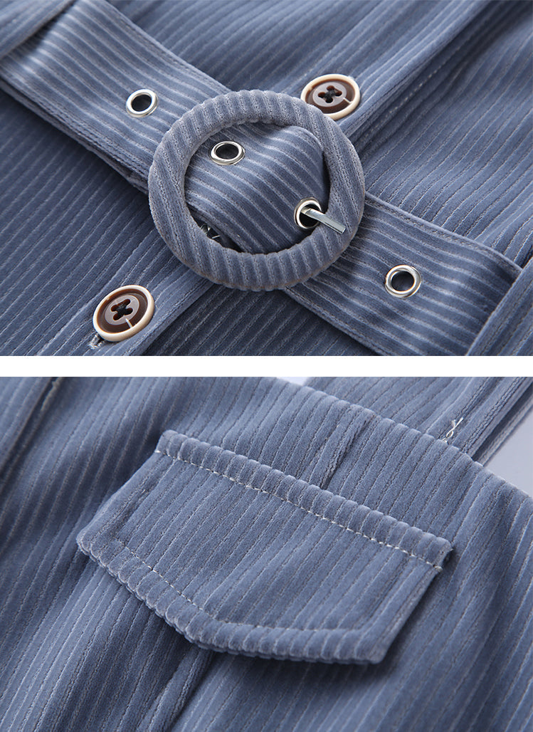 Corduroy Button Up Midi Dress Maxct