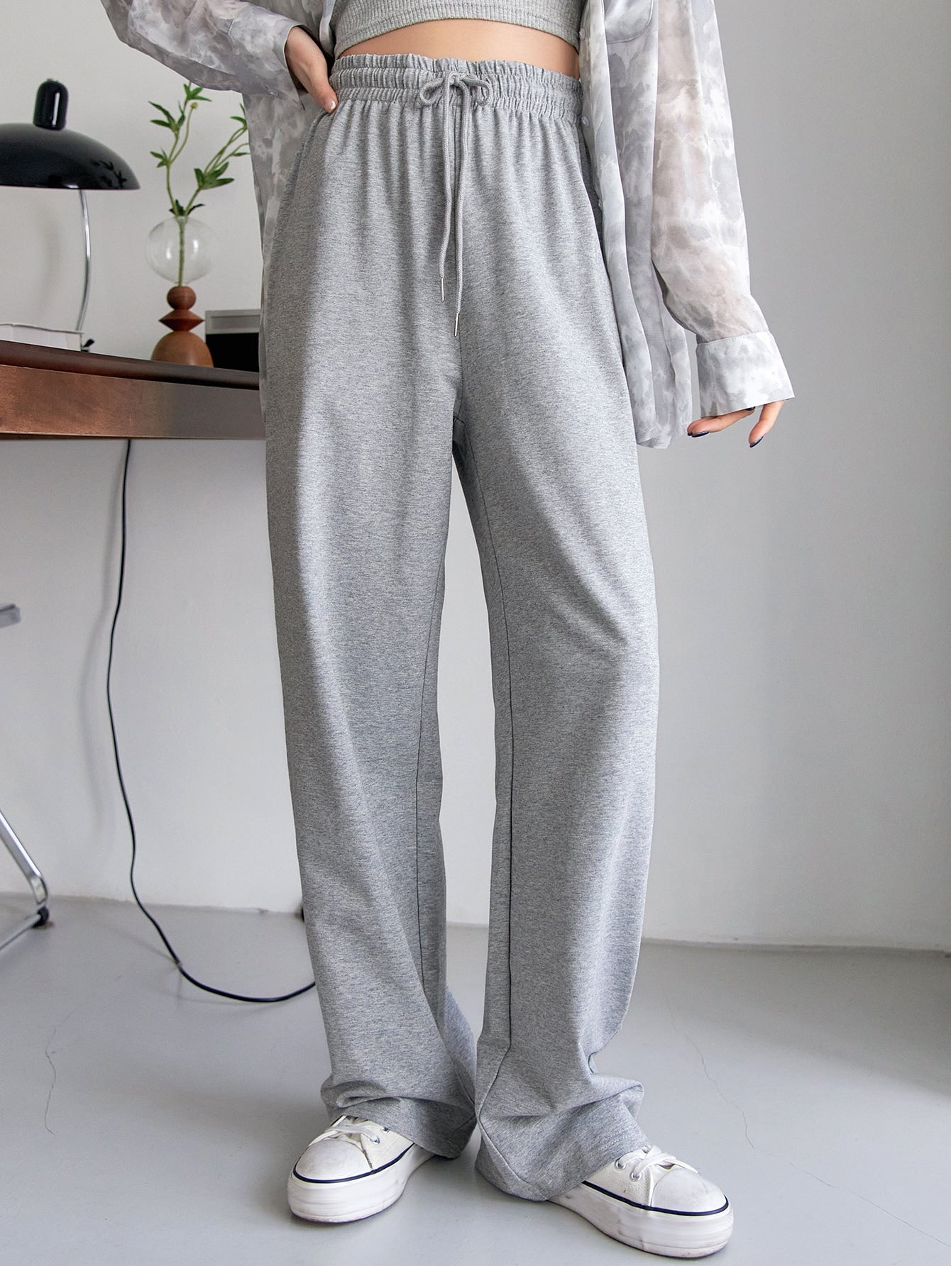 Maxct Drawstring Waist Straight Leg Sweatpants