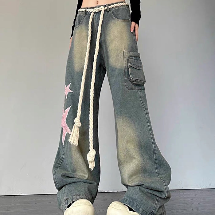 Y2K Aesthetic Star Jeans Maxct