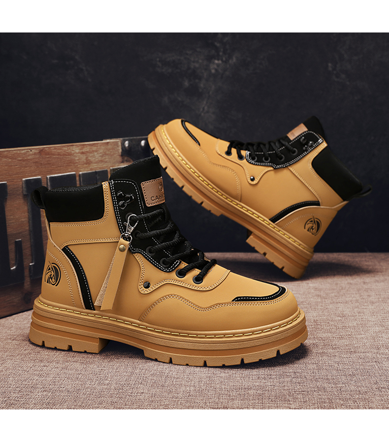 Platform Leather Men's Martin Boots - true deals club