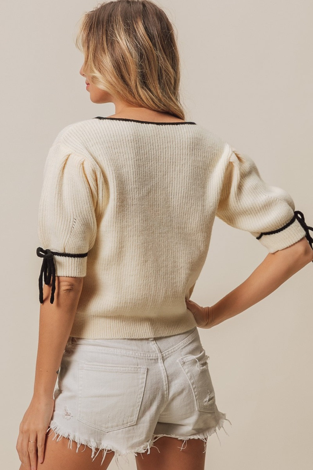 Maxct &BiBi Contrast Binding Buttoned Cardigan