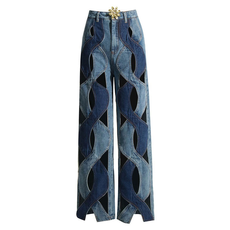 Showgirl Hollow Out Criss Cross Jeans Maxct
