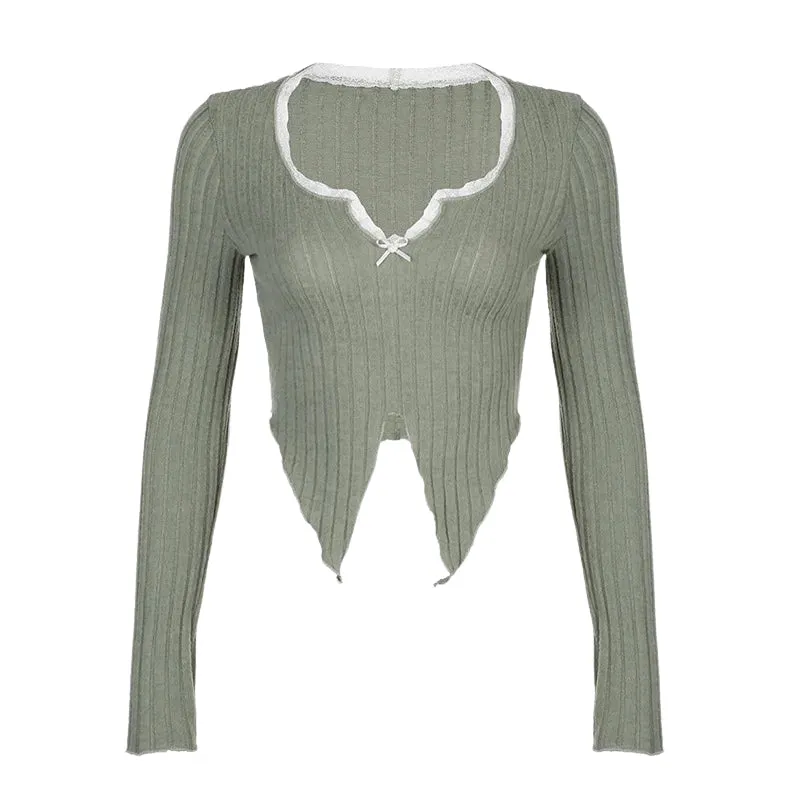 Maxct &Lace Trim Slit Plush Top